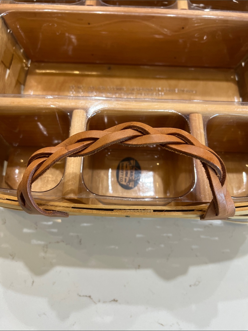 Peterboro Divided Basket Organizer Wood Picnic Caddy Insert USA - Picture 7 of 16